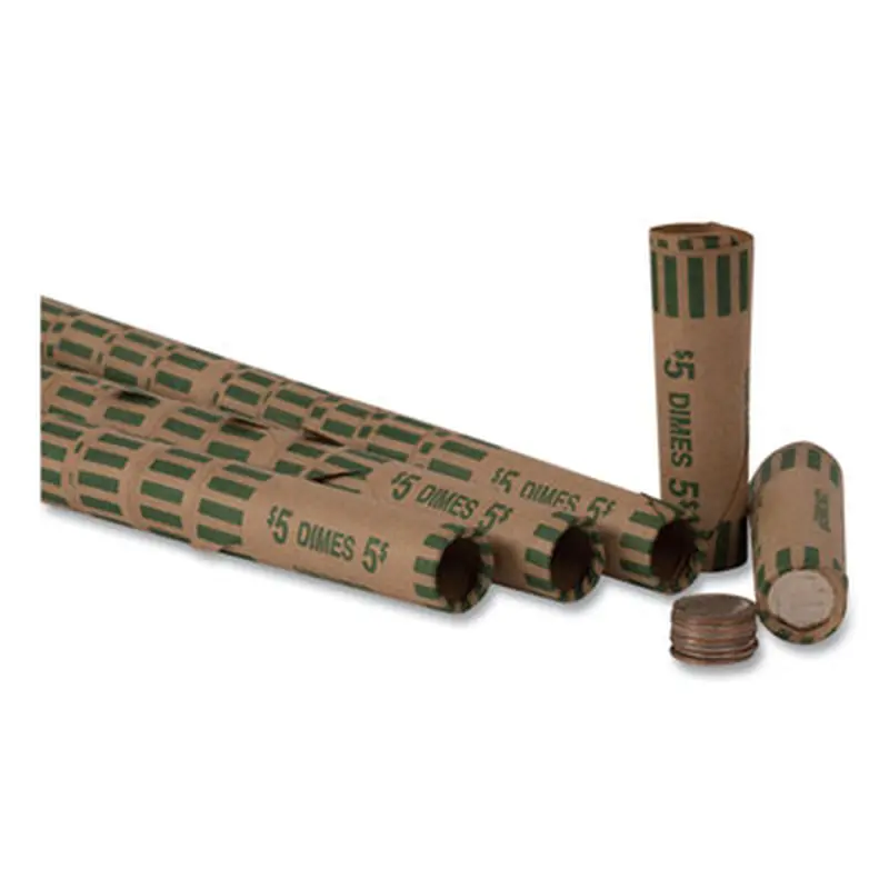 Preformed Tubular Coin Wrappers, Dimes, $5, 1000 Wrappers/Box - Cash/Coin Wrappers | Pap-R Products