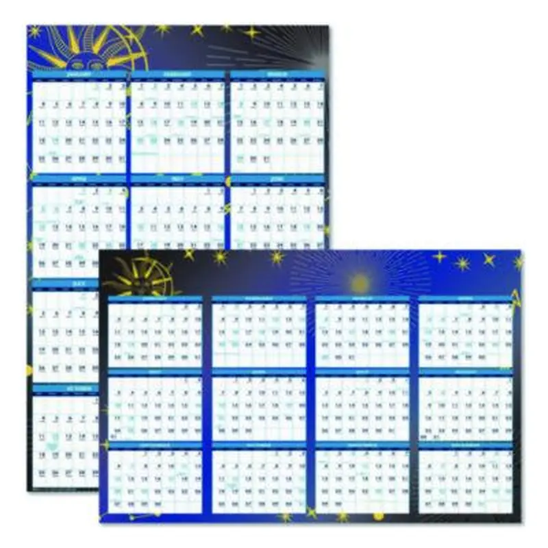 Recycled Stargazer Laminated Wall Planner, Celestial Artwork, 24 x 37, White/Blue/Gold Sheets, 12-Month (Jan to Dec): 2026 - Wall Calendars | House of Doolittle