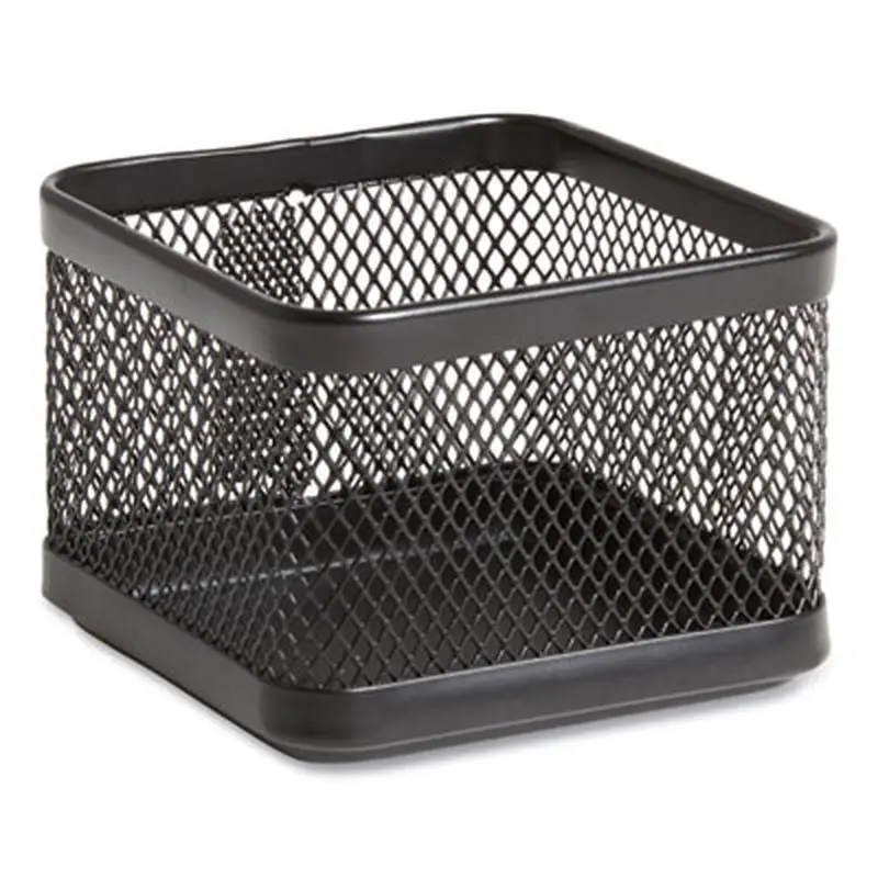 Small Stackable Wire Mesh Accessory Holder, 3.46 x 3.46 x 2.75, Black - Desktop Supplies Organizers | TRU RED