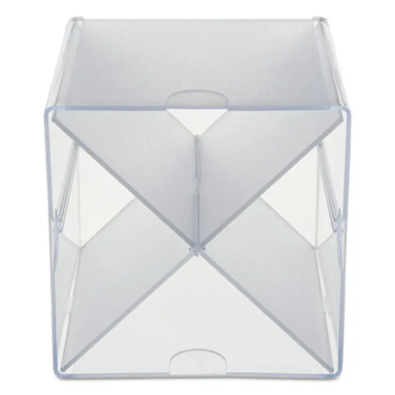 Stackable Cube Organizer, X Divider, 4 Compartments, Plastic, 6 x 7.2 x 6, Clear - Desktop Supplies Organizers | deflecto