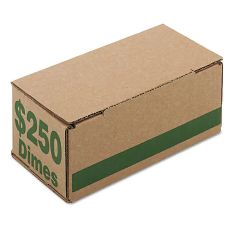 Corrugated Cardboard Coin Storage with Denomination Printed On Side, 8.06 x 3.31 x 3.19,  Green - Cash Drawers/Boxes/Trays | Iconex