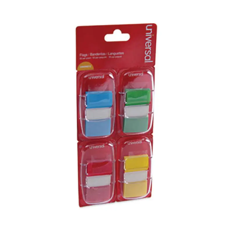 Deluxe Pop-Up Page Flags, 1 x 1.75, Four Assorted Colors, 50 Flags/Dispenser, 4 Dispensers/Pack - Page Flags | Universal