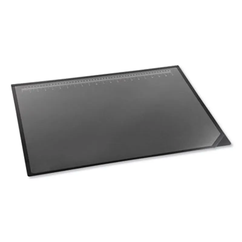 Desk Pad with Transparent Lift-Top Overlay and Antimicrobial Protection, 24" x 19", Black Pad, Transparent Frost Overlay - Desk Pads | Artistic