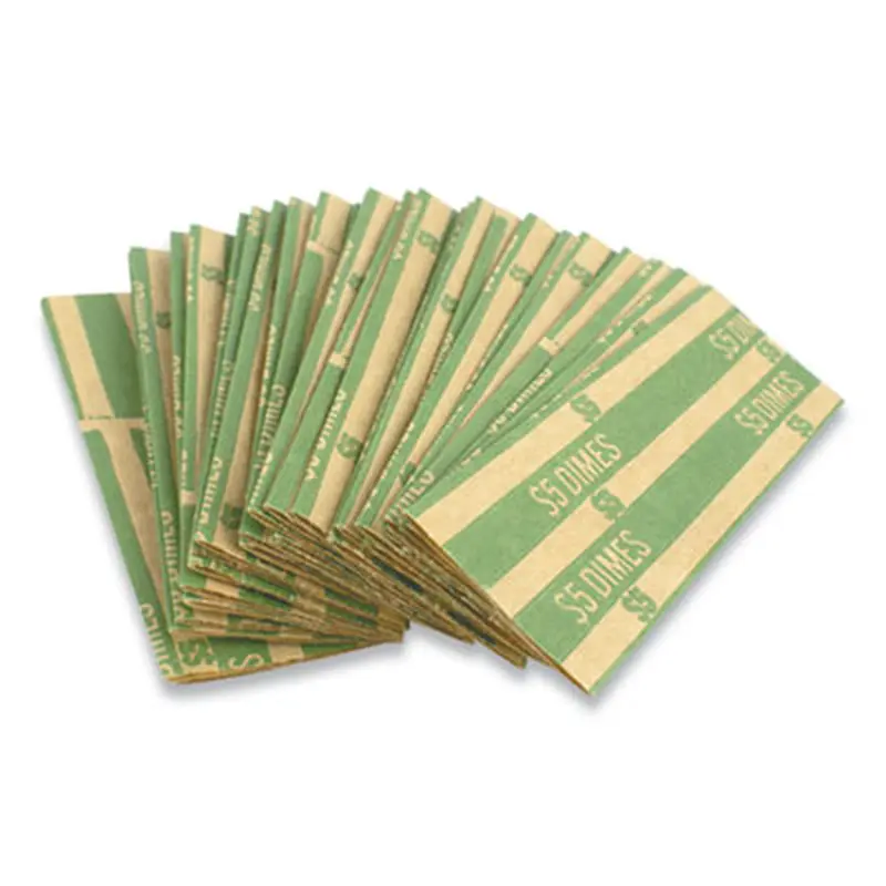 Flat Tubular Coin Wrap, Dimes, $5.00, Green, 1,000/Box - Cash/Coin Wrappers | CONTROLTEK