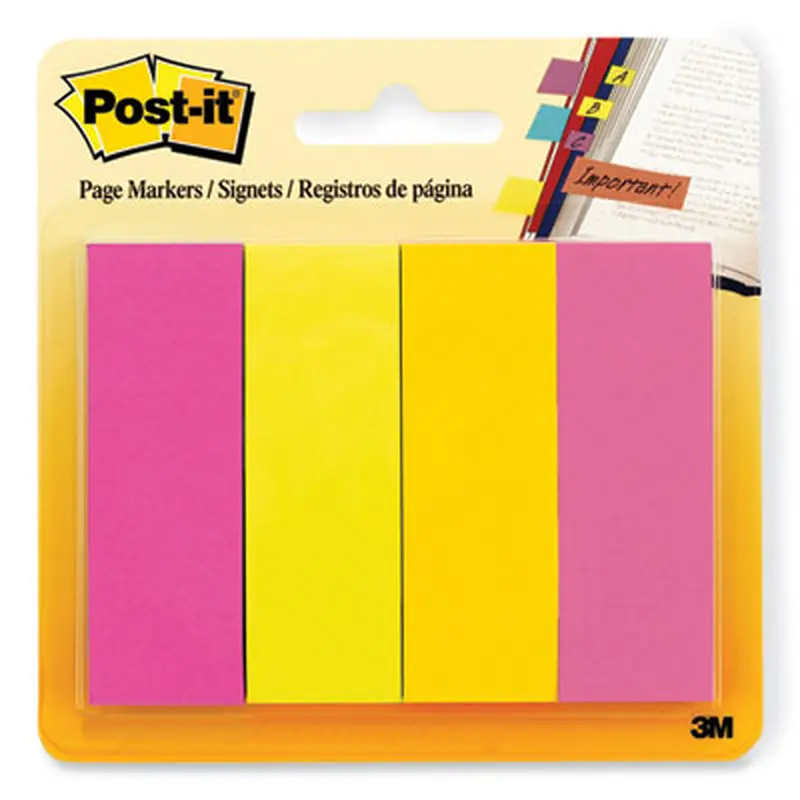 Page Flag Markers, Assorted Brights, 50 Flags/Pad, 4 Pads/Pack - Page Flags | Post-it