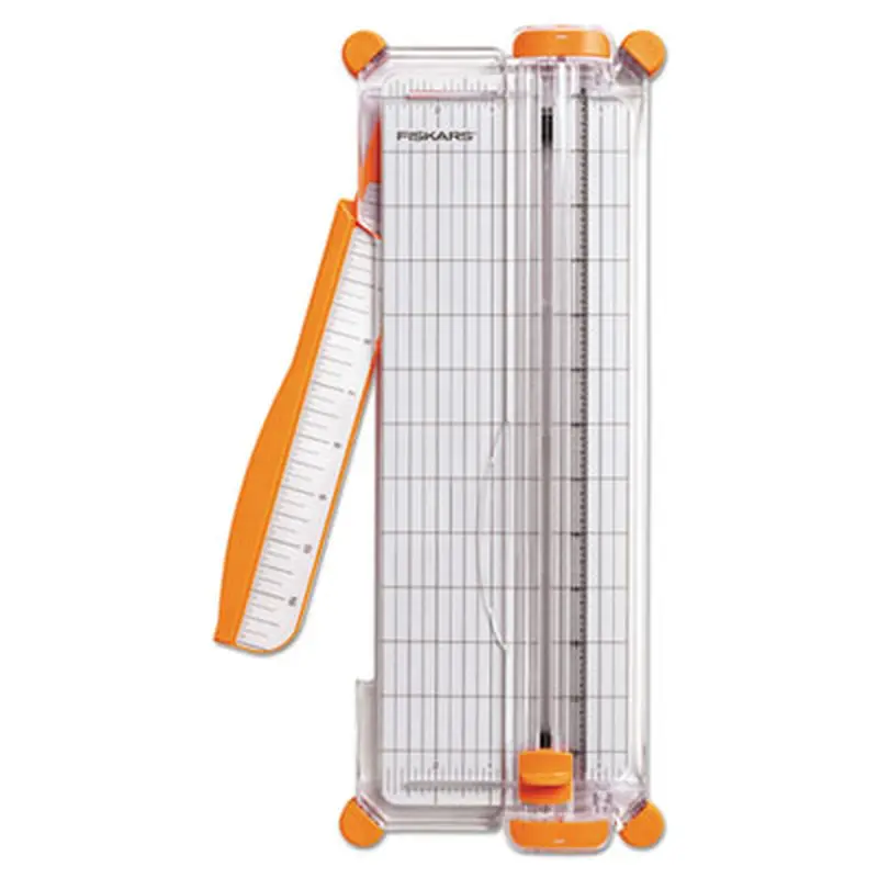 Personal Paper Trimmer, 7 Sheets, 12" Cut Length, Plastic Base, 5.5 x 14 - Paper Cutters & Trimmer Boards | Fiskars