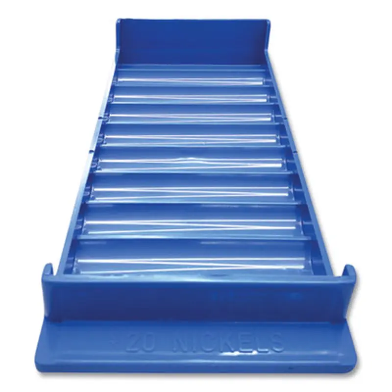 Stackable Plastic Coin Tray, 10 Compartments, Stackable, 3.75 x 10.5 x 1.5, Blue, 2/Pack - Cash Drawers/Boxes/Trays | CONTROLTEK