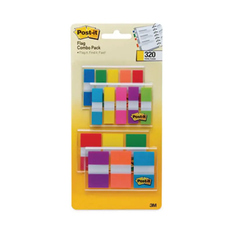 0.5" and 1" Page Flag Value Pack, Nine Assorted Colors, 320/Pack - Page Flags | Post-it Flags