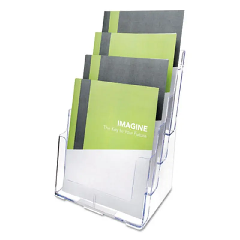 4-Compartment DocuHolder, Magazine Size, 9.38w x 7d x 13.63h, Clear - Literature Racks & Displays | deflecto