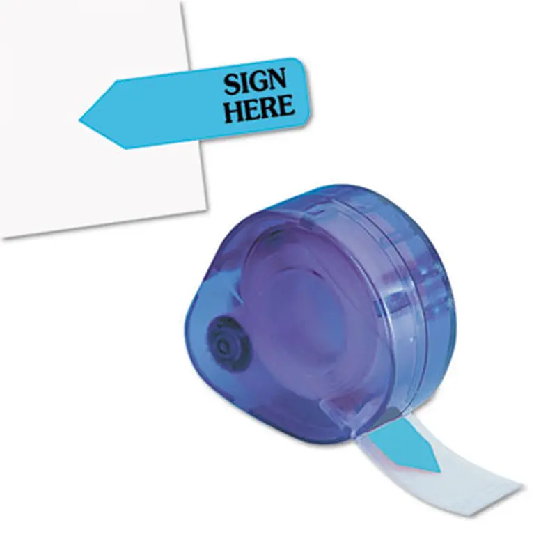 Arrow Message Page Flags in Dispenser, "Sign Here", Blue, 120 Flags/Dispenser - Page Flags | Redi-Tag