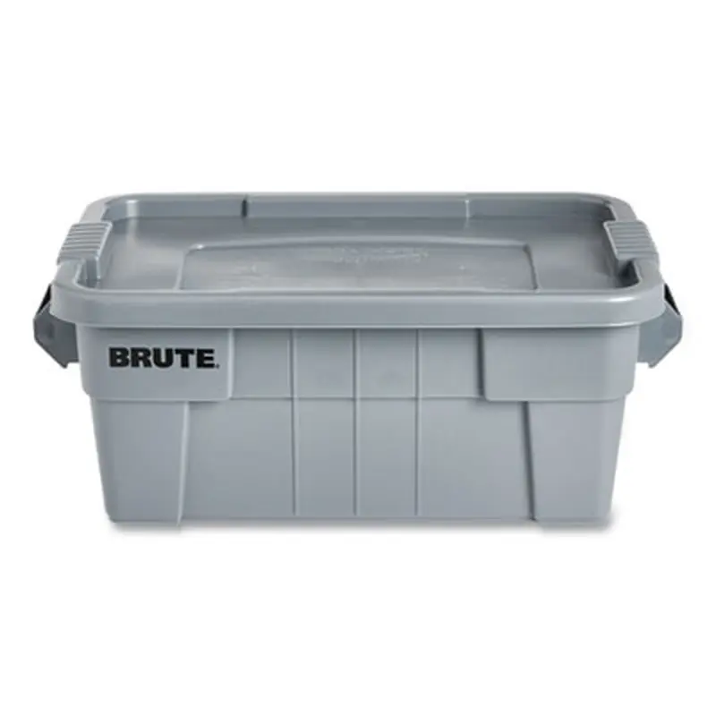 BRUTE Tote with Lid, 14 gal, 27.5" x 16.75" x 10.75", Gray - General Purpose Storage Bins | Rubbermaid Commercial