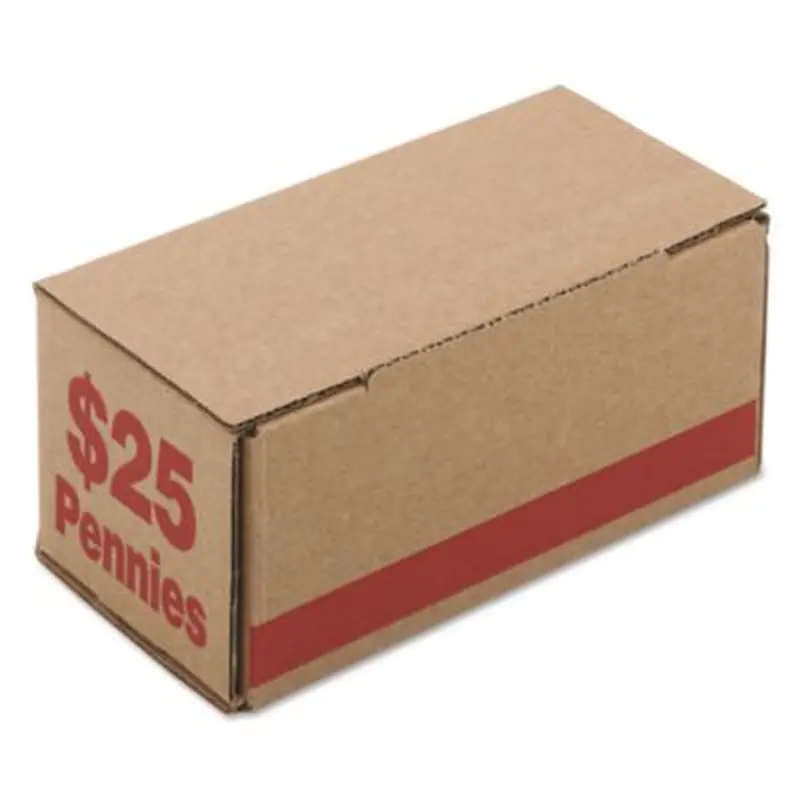 Corrugated Cardboard Coin Storage with Denomination Printed On Side, 8.5 x 4.38 x 3.63, Red - Cash Drawers/Boxes/Trays | Iconex