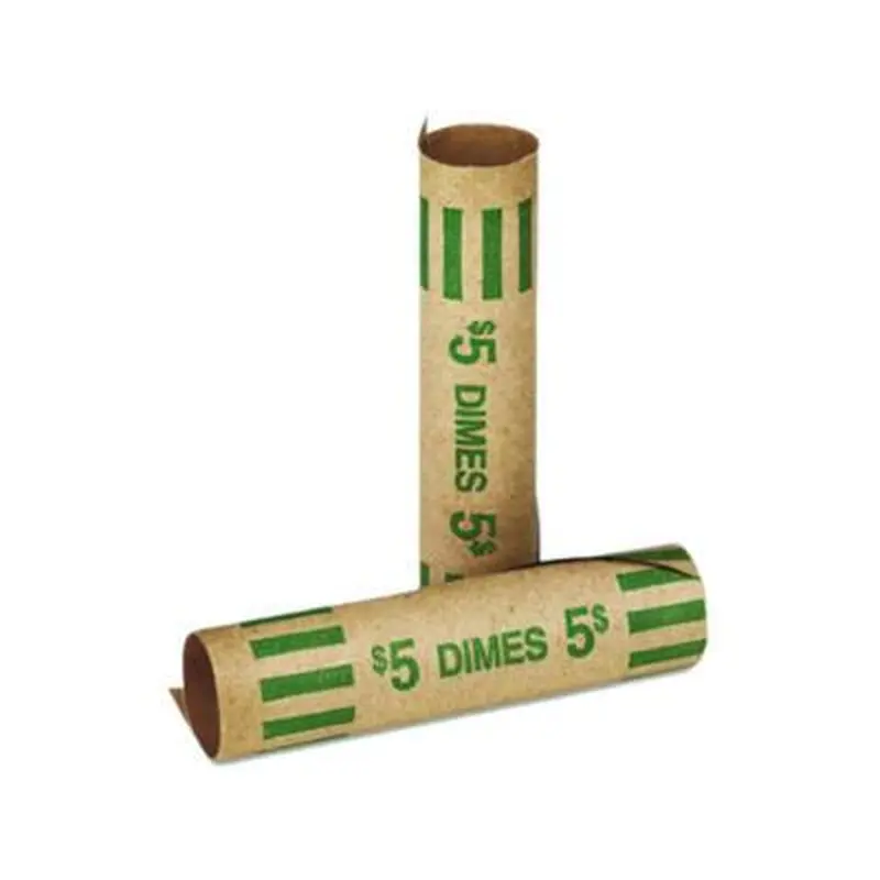 Gunshell Crimped-End Coin Wrapper, Dimes, $5.00, Kraft/Green, 1,000/Carton - Cash/Coin Wrappers | CONTROLTEK