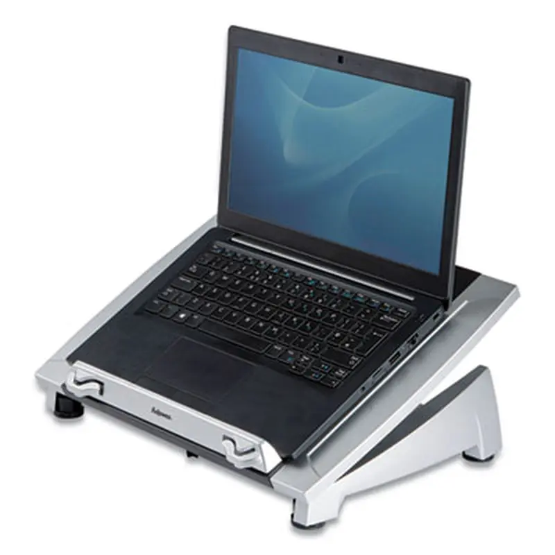 Office Suites Laptop Riser Plus, 15.06" x 10.5" x 6.5", Black/Silver, Supports 10 lbs - Mobile Device & Laptop Stands | Fellowes