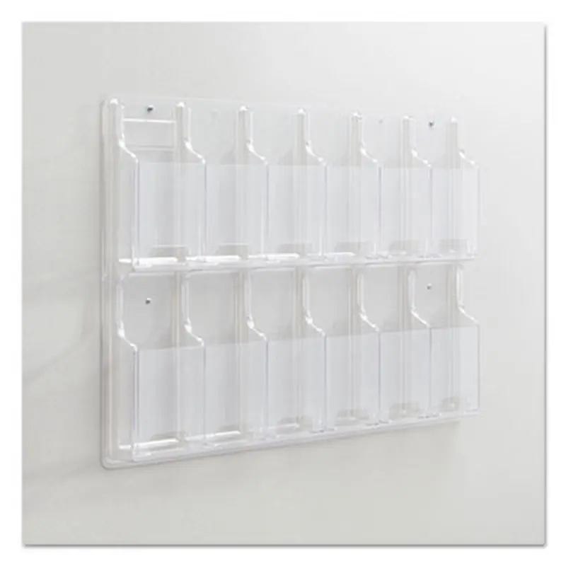 Reveal Clear Literature Displays, 12 Compartments, 30w x 2d x 20.25h, Clear - Literature Racks & Displays | Safco