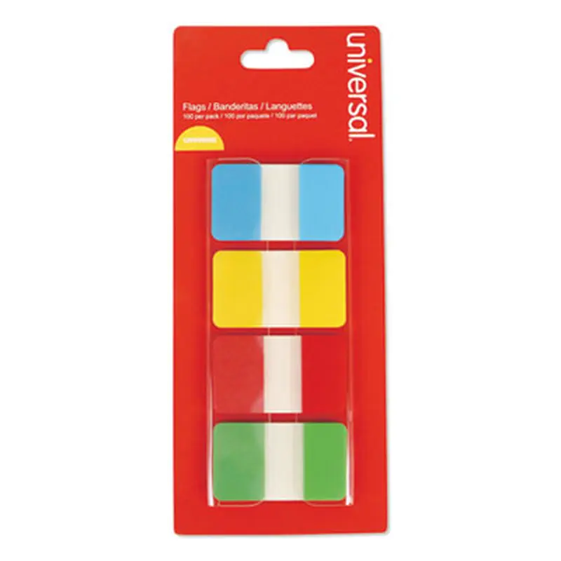 Self Stick Index Tab, 1", Assorted Colors, 100/Pack - Page Flags | Universal