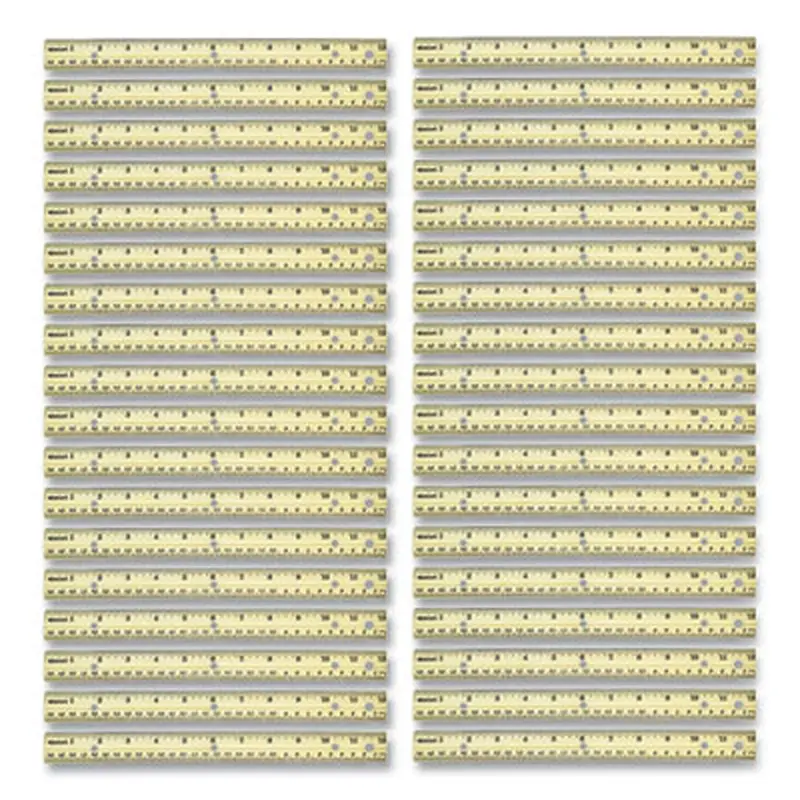 Three-Hole Punched Wood Ruler, Standard/Metric, 12" (30 cm) Long, Natural Wood, 36/Box - Rulers | Westcott