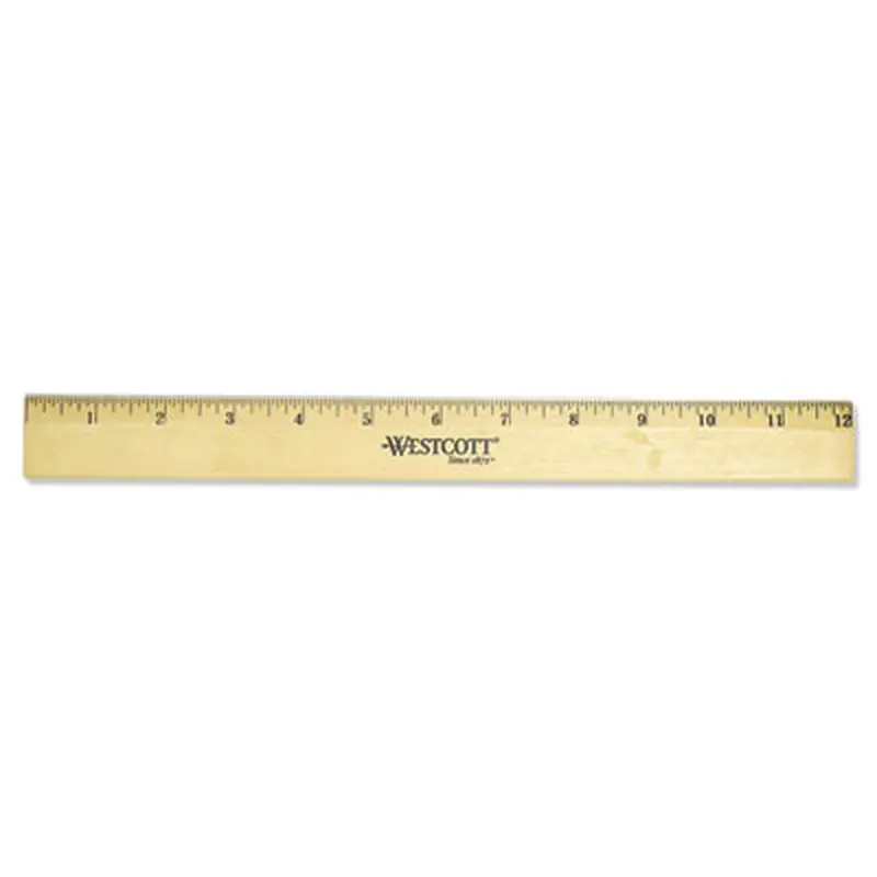 Wood Ruler with Single Metal Edge, Standard, 12" Long - Rulers | Westcott