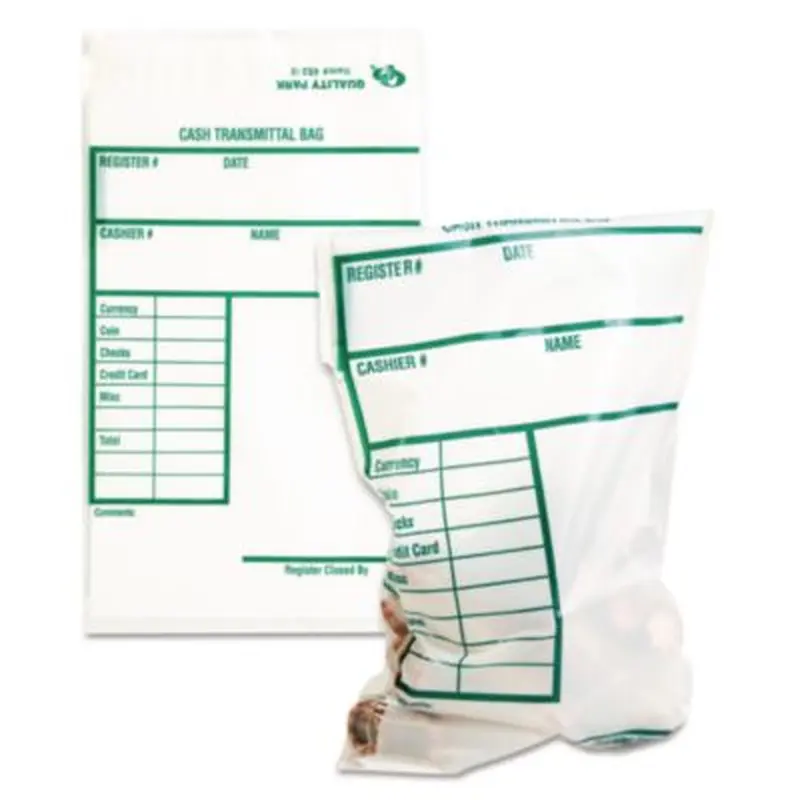Cash Transmittal Bags, Printed Info Block, 6 x 9, Clear, 100/Pack - Cash Bags | Quality Park