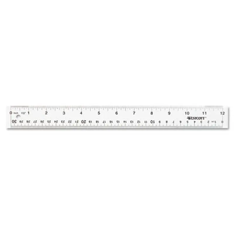 Clear Flexible Acrylic Ruler, Standard/Metric, 12" Long, Clear - Rulers | Westcott