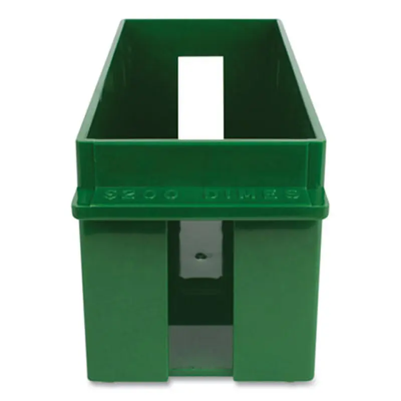 Extra-Capacity Coin Tray, Dimes, 1 Compartment, Denomination and Capacity Etched On Side, 10.5 x 4.75 x 5, Plastic, Green - Cash Drawers/Boxes/Trays | CONTROLTEK