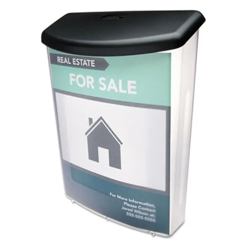 Outdoor Literature Box, 10w x 4.5d x 13.13h, Clear/Black - Literature Racks & Displays | deflecto