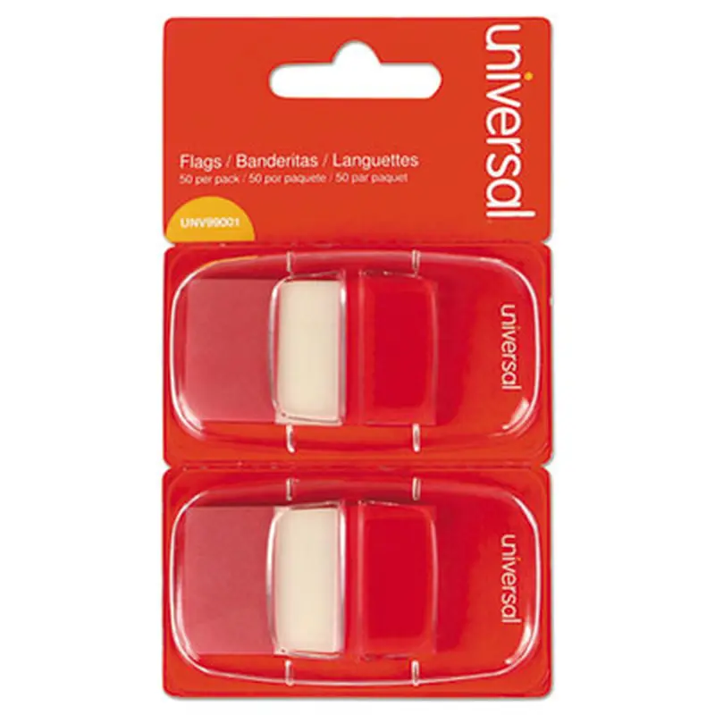 Page Flags, Red, 50 Flags/Dispenser, 2 Dispensers/Pack - Page Flags | Universal