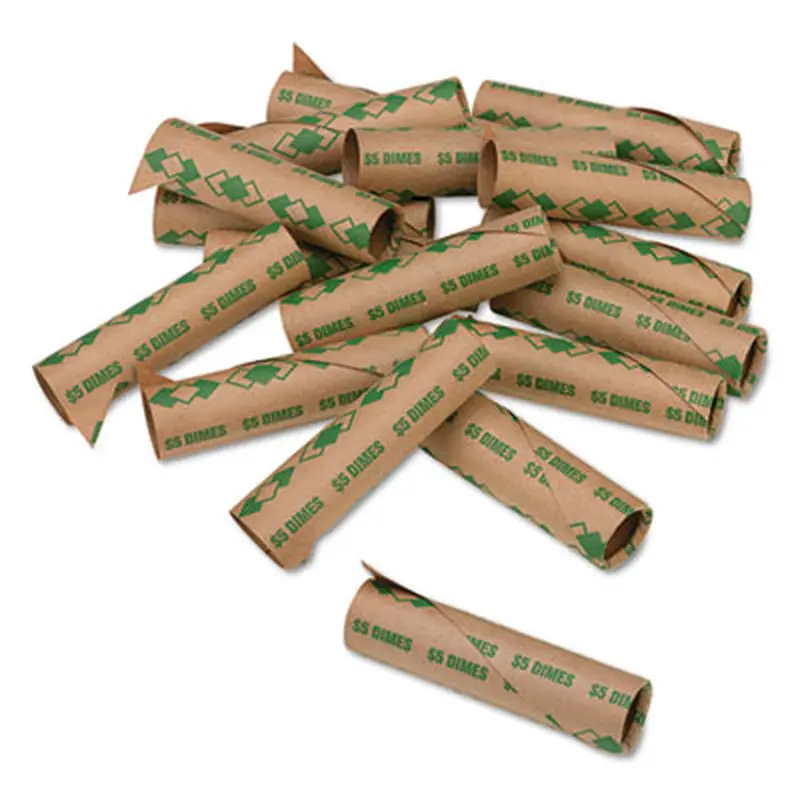 Preformed Tubular Coin Wrappers, Dimes, $5, 1,000 Wrappers/Box - Cash/Coin Wrappers | Iconex