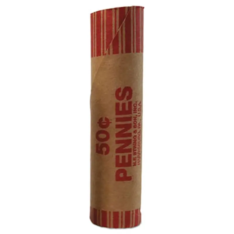Preformed Tubular Coin Wrappers, Pennies, $0.50, 1,000 Wrappers/Box - Cash/Coin Wrappers | Iconex