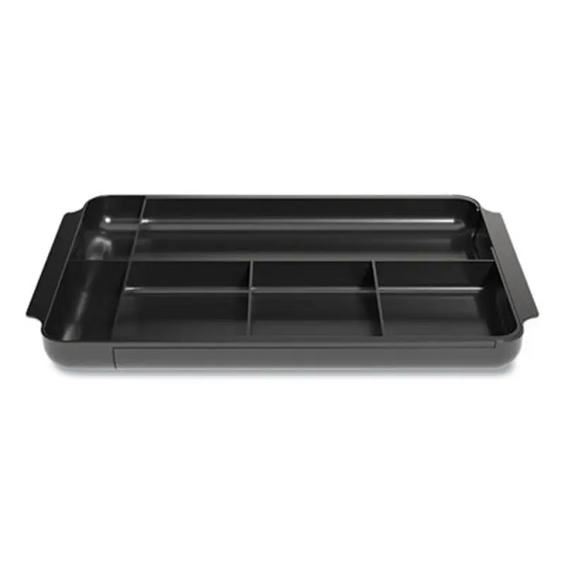 Seven-Compartment Expandable Plastic Drawer Organizer, 12.8 x 8.5 x 1.34, Black - Drawer Organizers | TRU RED