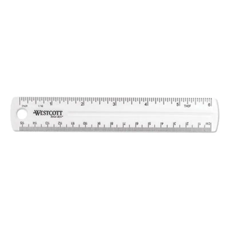 Transparent Shatter-Resistant Plastic Ruler, Standard/Metric, 6" Long, Clear - Rulers | Westcott