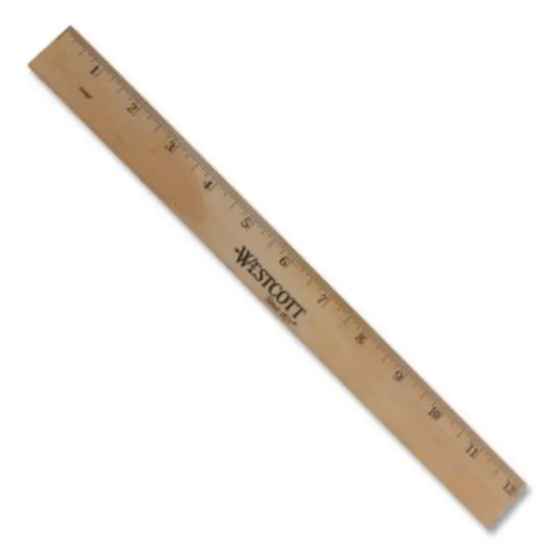 Wood Ruler, Metric and 1/16" Scale with Single Metal Edge, 12"/30 cm Long - Rulers | Westcott