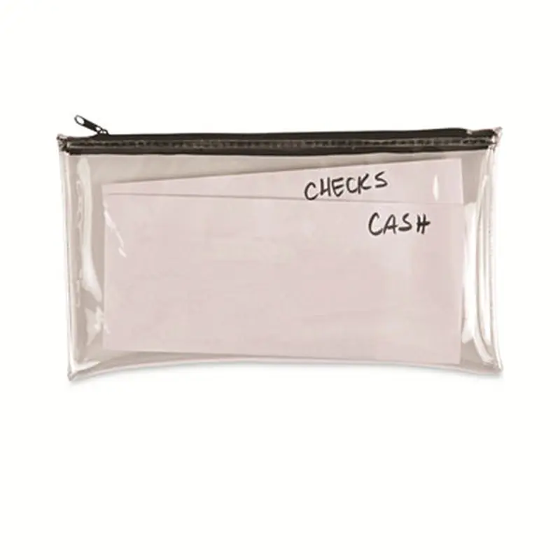 Zippered Wallets/Cases, Leatherette PU, 11 x 6, Clear/Black, 2/Pack - Courier & Transit Pouches | Universal