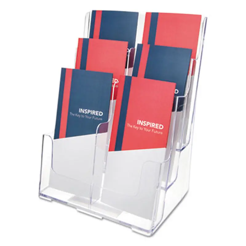 6-Compartment DocuHolder, Leaflet Size, 9.63w x 6.25d x 12.63h, Clear - Literature Racks & Displays | deflecto
