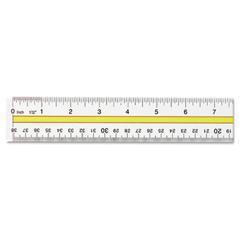Acrylic Data Highlight Reading Ruler With Tinted Guide, 15" Long, Clear/Yellow - Rulers | Westcott