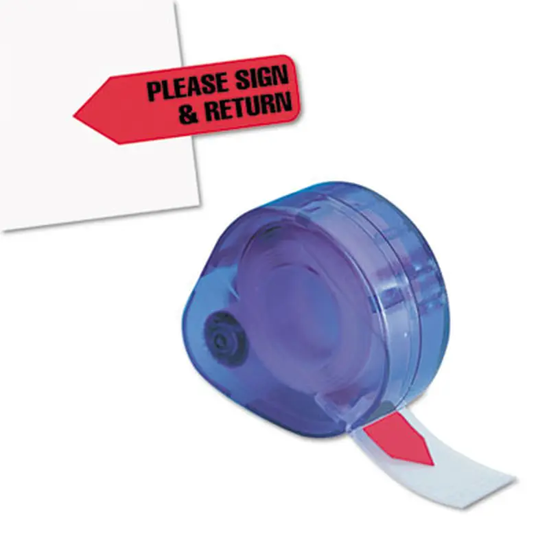 Arrow Message Page Flags in Dispenser, "Please Sign and Return", Red, 120 Flags/Dispenser - Page Flags | Redi-Tag