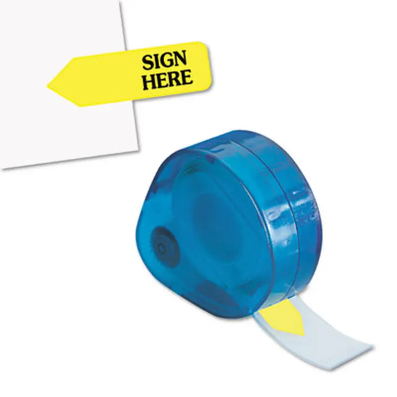 Arrow Message Page Flags in Dispenser, "Sign Here", Yellow, 120 Flags/Pack - Page Flags | Redi-Tag