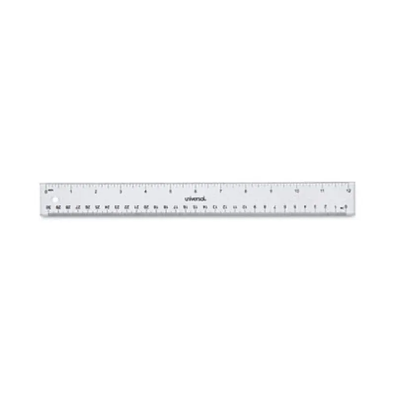 Clear Plastic Ruler, Standard/Metric, 12" Long, Clear - Rulers | Universal