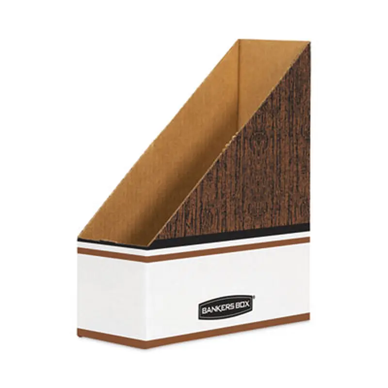 Corrugated Cardboard Magazine File, 4 x 9 x 11.5, Wood Grain, 12/Carton - Book & Magazine Files | Bankers Box