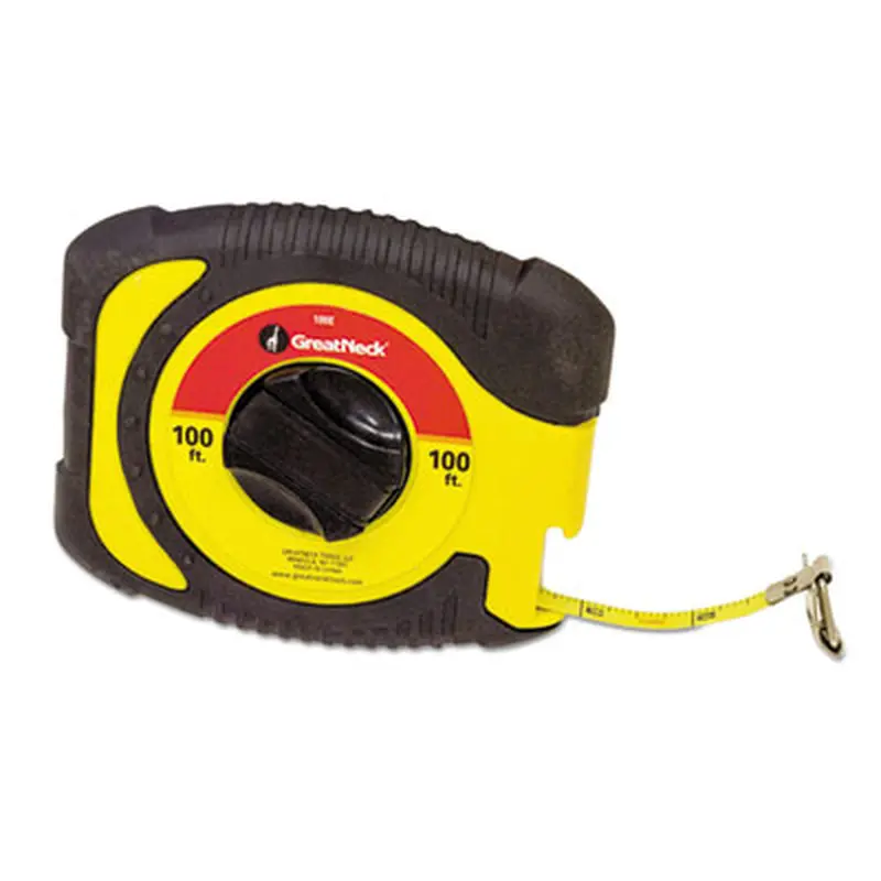 English Rule Measuring Tape, 0.38" x 100 ft, Steel, Yellow - Tape Measures | Great Neck