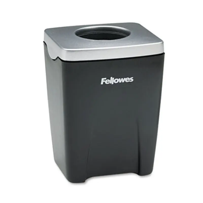Office Suites Paper Clip Cup, Plastic, 2.44 x 2.19 x 3.25, Black/Silver - Desktop Supplies Organizers | Fellowes