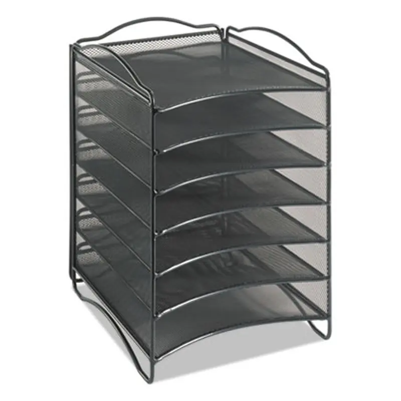 Onyx Steel Mesh Lliterature Sorter, Six Compartments, 10.25 x 12.75 x 15.25, Black - Literature Sorters | Safco