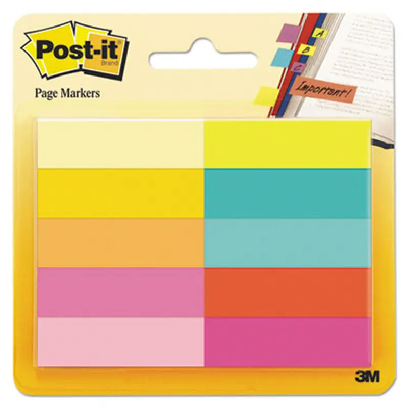 Page Flag Markers, Assorted Bright Colors, 50 Sheets/Pad, 10 Pads/Pack - Page Flags | Post-it
