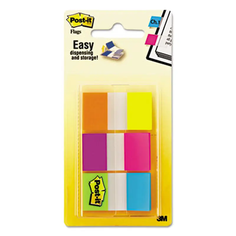Page Flags in Portable Dispenser, Assorted Brights, 60 Flags/Pack - Page Flags | Post-it Flags