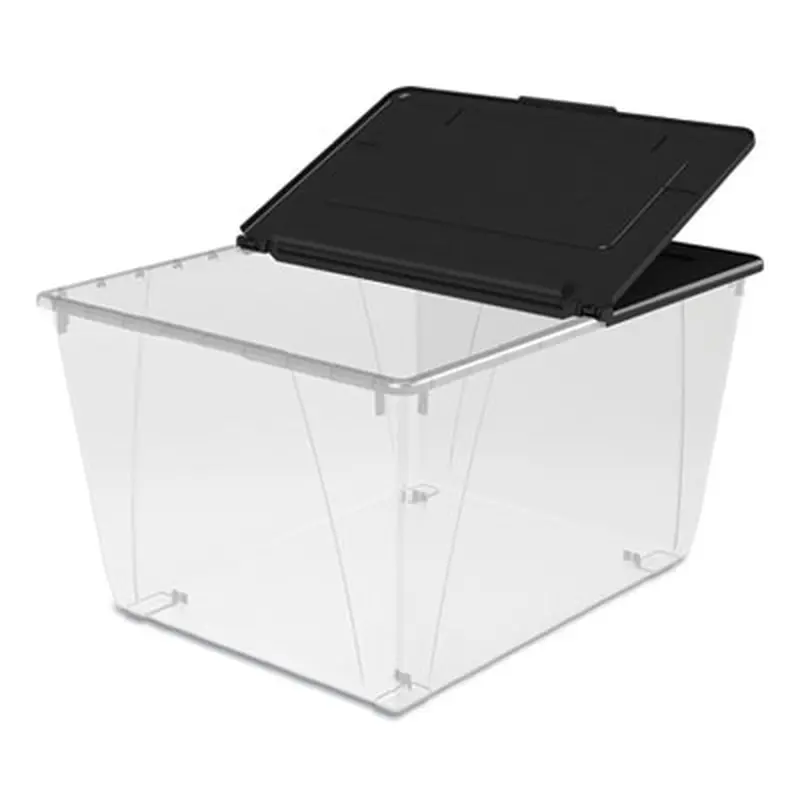 Storage Tote, 16 gal, 22.7" x 18.25" x 12.86", Clear/Black - General Purpose Storage Bins | Storex