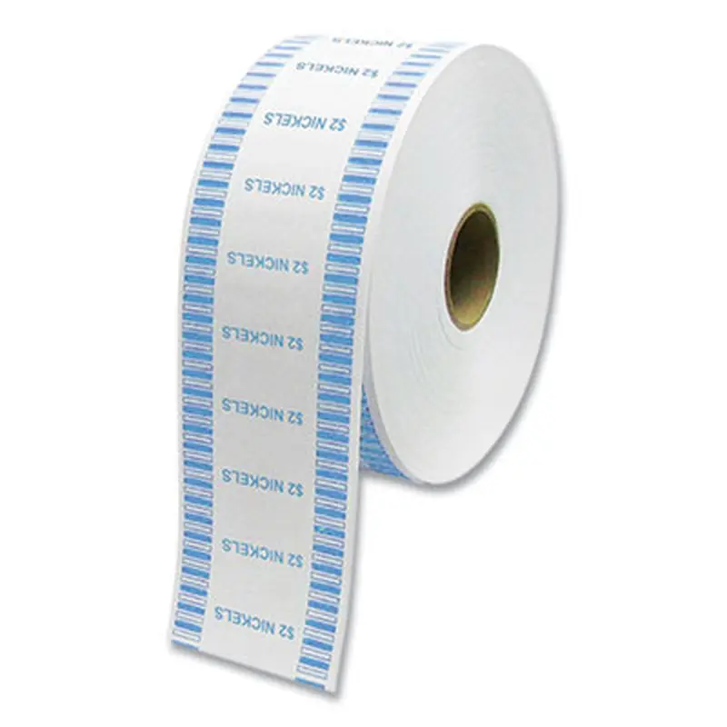 Automatic Coin Wrapper Roll for Coin Wrapping Machines, Nickels, $2.00, Kraft/Blue, 2,000/Roll, 8 Rolls/Carton - Cash/Coin Wrappers | CONTROLTEK