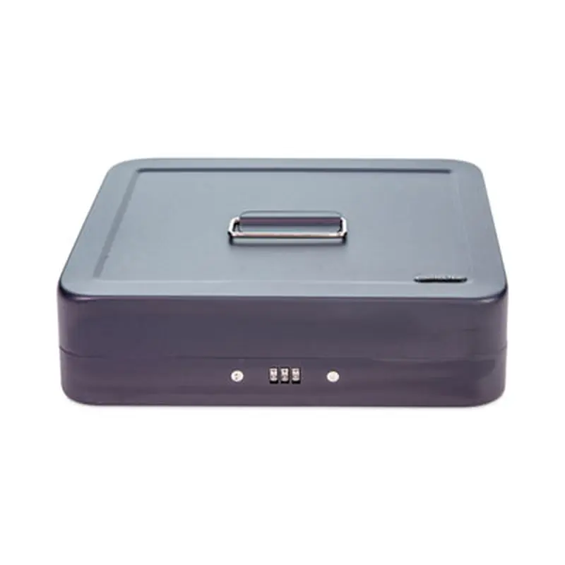 Cash Box with Combination Lock, 6 Compartments, 11.8 x 9.5 x 3.2, Charcoal - Cash Drawers/Boxes/Trays | CONTROLTEK