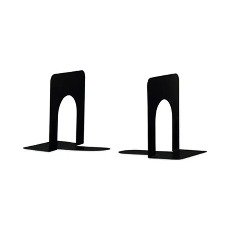 Deluxe Economy Bookends, Nonskid Base, 4.75 x 5.25 x 5, Heavy Gauge Steel, Black, Pair - Book Ends | Universal