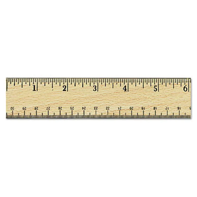 Flat Wood Ruler w/Double Metal Edge, Standard, 12" Long, Clear Lacquer Finish - Rulers | Universal