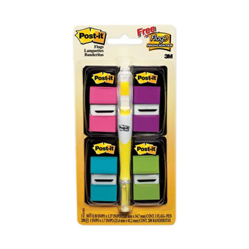 Page Flag Value Pack, Assorted Colors, 200 Flags and Highlighter with 50 Flags - Page Flags | Post-it Flags